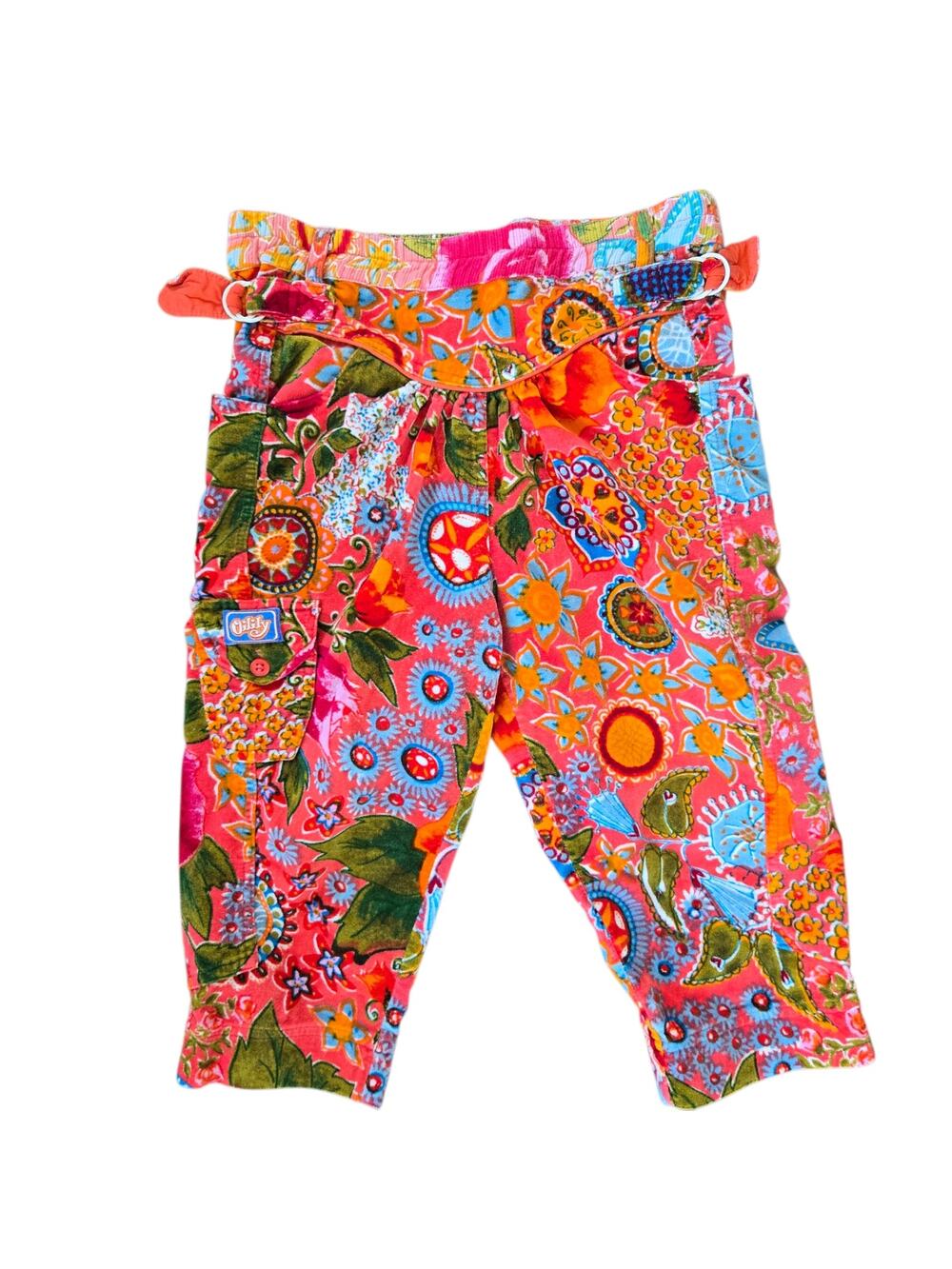 Oilily Vintage Girl Velvet Pants Bright Colorful Bohemian Funky Artsy 104 4Y